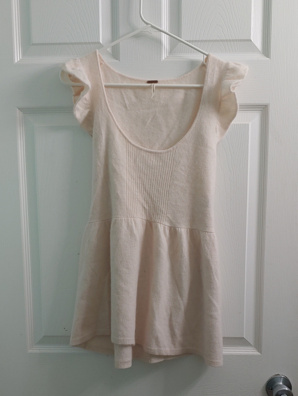 Free People Coquette Pink Shirt Peplum Boho Wool Top Women's Size M